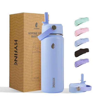 Stainless Steel Water Bottle with Straw Lid, 18oz Insulated Vacuum Bottle with Carrying Loop, Dishwasher Safe，uitable for use in schools, Offices, and outdoor activities (BLUE) - color: Blue