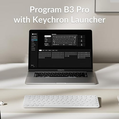 Keychron B3 Pro 75% Ultra-Slim Wireless Keyboard, 2.4GHz, Bluetooth 5.2 / Wired USB Connection, Portable Silent White Bluetooth Keyboard for Mac Windows Linux Tablet Phone - color: White