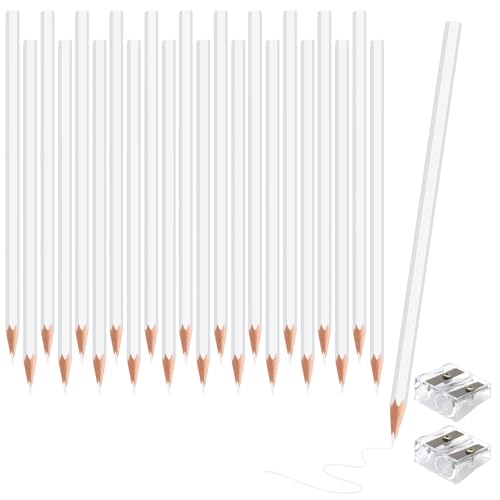24 Pack White Colored Pencils for Kids, Pre-sharpened Art Pencils Back to School Supplies Set, Drawing Sketching Pencils for Students, Teachers, Classroom - color: white