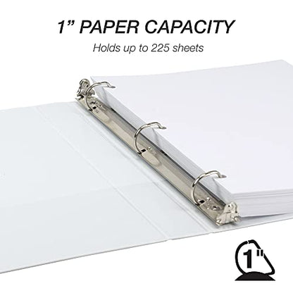Samsill Durable 1 inch 3 Ring Binder, D Ring Binder, 100% Recycled Chipboard, White - color: White, size: 1 Pack, style: 1 Inch