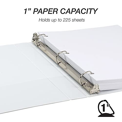Samsill Durable 1 inch 3 Ring Binder, D Ring Binder, 100% Recycled Chipboard, White - color: White, size: 1 Pack, style: 1 Inch