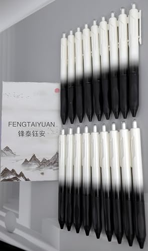 Fengtaiyuan Retractable Gel Pens, 0.5mm ST Precision Tip Quick Dry Black Ink, Gradient Black Barrel with Triangular Silicone Non-Slip Grip, Ergonomic Smooth Pens for Exam School Office [Pack of 18] - color: Black FRW01P18