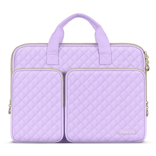 MOSISO 360 Protective Laptop Case 13.3 inch, 13-13.3 inch Laptop Sleeve Compatible with MacBook Air/Pro 13/Pro 14,HP Dell ASUS Lenovo, Square Quilted Bag Cover with 2 Pockets&Handle&Belt, Purple - color: Purple, size: 13.3 inch