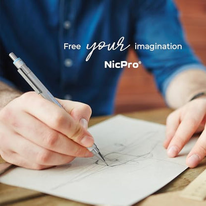 Nicpro Blocky Gear Mechanical Pencils 0.7 mm with Case, 3 Pack Drafting Pencil with 8 Tube (480PCS) Lead Refills(HB 2B), 4 Erasers, 18 Eraser Refills for Art Writing, Sketching Drawing - style: 0.7mm