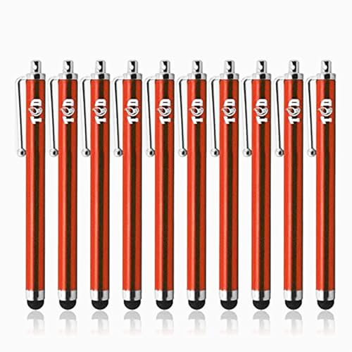 TCD 10-Pack Stylus Pen Set – Universal Capacitive Pen for iPad, iPhone, Tablet, Laptop – Premium Thick Rubber Tip Styluses for All Touchscreen Devices, Red - color: Red, size: 10 Pack