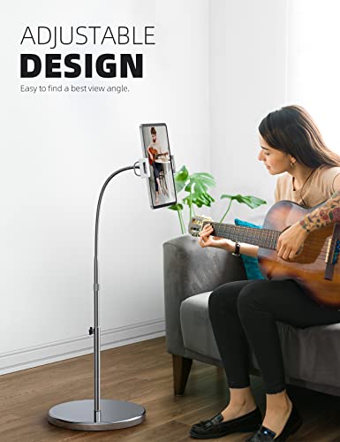 Lamicall Tablet Floor Stand Gooseneck - Swivel Tablet Holder Mount with Adjustable Height & 10.6lb Stable Base, for 4.7-13" iPad mini Air Pro 12.9/9.7, Tab, Kindle, iPhone Air 17 Pro Max, Phones | 63" Adjustable Height, 10.6lb Ultra Stable Base,Flexible A