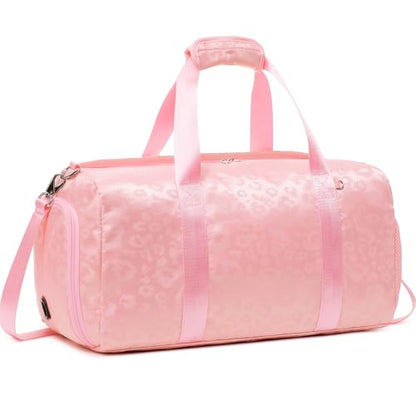 Jumpopack Dance Bag for Girls Duffle Bags Girls Overnight Bag Sleepover Gym Gymnastics Bags with Shoe Compartment and Wet Pocket,Leopard Shape - color: Leopard Pink