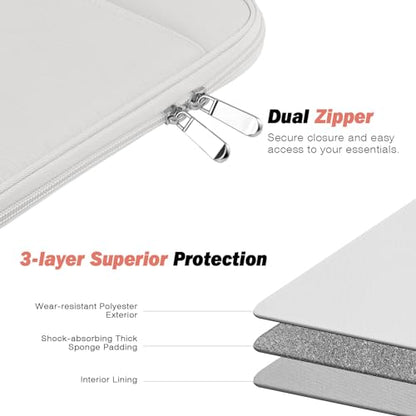 MoKo 9-11 Inch Tablet Sleeve Bag Carrying Case with Accessory Pocket | Fits iPad Air 11-inch M4, iPad Pro 11-inch M5, iPad A16 11-inch, iPad 10/9/8/7th and Tab S9/S8 11-inch, Gray + White - color: Gray + White, size: 9-11 Inch