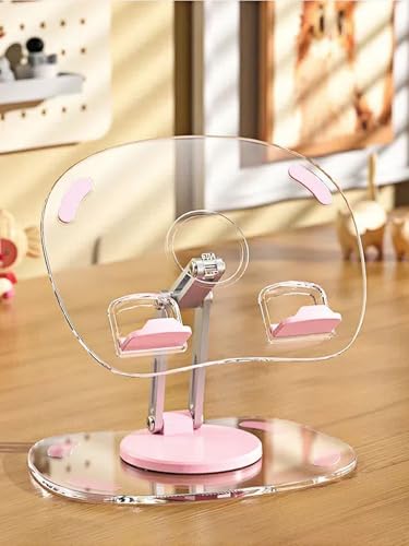 360 Degree Rotating Tablet Phone Holder Height Adjustable, Portable IPad Stand Transparent and Foldable, Adjustable Tablet Holder for iPad Air 5/4/Mini 6/Mini 5/10.2/Pro 12.9/Pro 11, Monitor, Pink - color: Pink