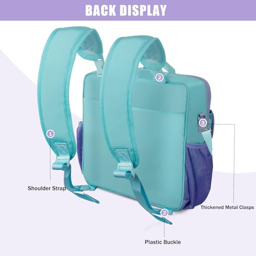 3 Ring Zipper Binder Bag for 700+ Sheets Capacity Detachable Backpack Straps & Shoulder 14 Inch Laptop for School and Office (Light Blue)