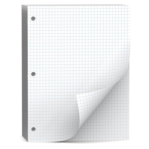 Loose Leaf Graph paper 8 x 10.5, Graph Ruled Paper, 3 Hole Punched Paper, 4 x 4 Quad Ruled Graph Paper, 10-1/2" x 8" Filler Paper Notebook Paper, 130 Sheets Graphing Paper for Business Home School - size: 8 x 10.5 In -130 Sheets