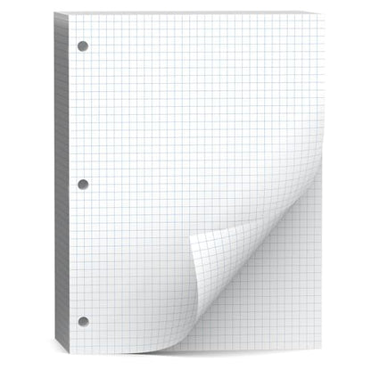 Loose Leaf Graph paper 8 x 10.5, Graph Ruled Paper, 3 Hole Punched Paper, 4 x 4 Quad Ruled Graph Paper, 10-1/2" x 8" Filler Paper Notebook Paper, 130 Sheets Graphing Paper for Business Home School - size: 8 x 10.5 In -130 Sheets