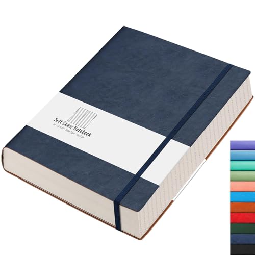AHGXG Lined Journal Notebook - 320 Numbered Pages Large B5 Thick College Ruled Journal, 100gsm Thick Lined Paper, Faux Leather Softcover, for Work School, 7.6'' X 10''-Dark Blue - color: Dark Blue, size: B5