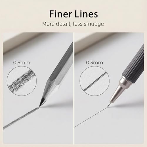 2 Pack 0.3 mm Metal Mechanical Pencils Set,Lead Drafting Pencil with 2 Tube Lead Refills for Art Writing, Sketching Drawing - size: 0.3mm