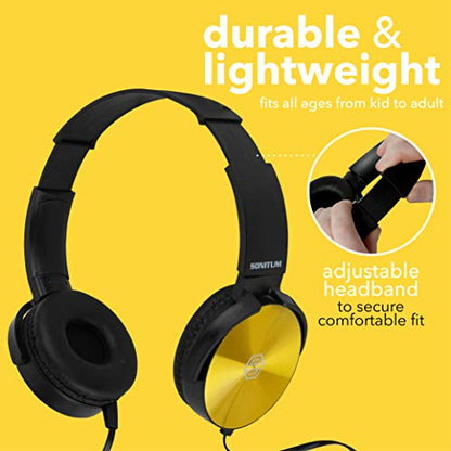 Sonitum Classroom Headphones-Bulk 25-Pack, Student On Ear Comfy Swivel Earphones for Library, School, Airplane, Kids-for Online Learning and Travel, HQ Stereo Sound 3.5mm Jack (Black Set) - color: 25-Pack Black