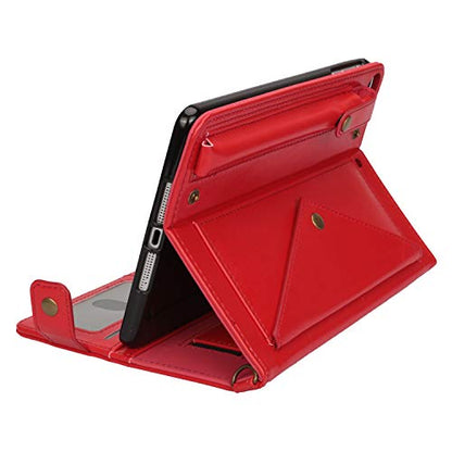 Handbag Case for iPad Mini 7.9" Series, iPad Mini 4/Mini 5 Case, Techcircle Lightweight Folio Stand Crossbody Wallet Case with Pencil Holder, Hand Strap & Shoulder Strap Soft Protective Cover, Red - color: 01 Red, size: iPad Mini 5/4/3/2/1 7.9"