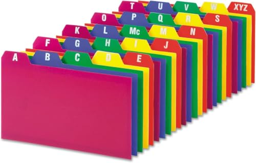 Oxford Poly Index Card Guide Set,3 x 5 Inches,A-Z,1/5 Inch Cut Tabs,Assorted Colors,25 per Set (73153),(Pack of 12) - size: 3 x 5 Inches (Pack of 12)