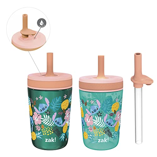 Zak Designs Disney Lilo and Stitch Kelso Tumbler Set, Leak-Proof Screw-On Lid with Straw, Bundle for Kids Includes Plastic and Stainless Steel Cups with Bonus Sipper (3pc Set, Non-BPA, Stitch) - color: Lilo and Stitch, size: 3 Piece Set (Pack of 1)