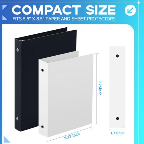 Henoyso 12 Pcs 1.5 Inch Mini 3 Ring Binders Fits 5.5" x 8.5" Paper, Holds(Capacity 350 Sheets), Plastic Flexible Three Round Rings Small White A5 Binders Bulk for School, Office Use, Photo Album - color: White, size: 1.5 Inch