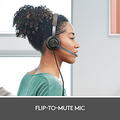 Logitech Zone 750 Wired On-Ear Headset with Advanced Noise-canceling Microphone, Simple USB-C and Included USB-A Adapter, Plug-and-Play Compatibility for All Devices - size: One Size