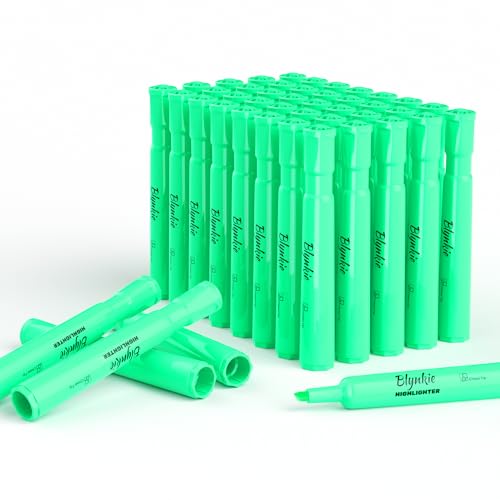 Highlighters Bulk 40 Pack of Green Tank Style Chisel Tip Highlighters Set for Adult Coloring Highlighting for Office Supplies and Shop Short Style. - color: Green
