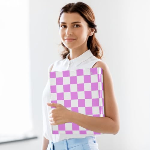Custom 3 Ring Binder 1.5 Inch Round Rings Violet Checkered Personalized Name Binders Organizer Fashion View Binder with 2 Pockets for School Office Supplies - color: Multi05