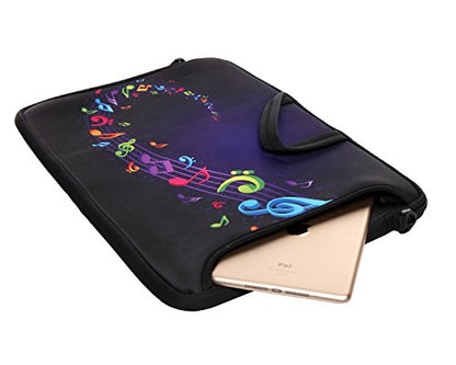 14-Inch Neoprene Laptop Shoulder Messenger Bag Case Sleeve for 13 13.3 14 14.1" Inch Notebook/Chromebook (Colourful Music Note) - color: Colourful Music Note