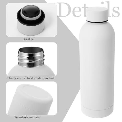 Bokon 10 Pcs Stainless Steel Water Bottle Bulk Teacher Employee Appreciation Gifts School Double Layer Vacuum 17 oz Small Mouth Sport Insulated Metal Reusable Flask Leakproof Lid - color: White