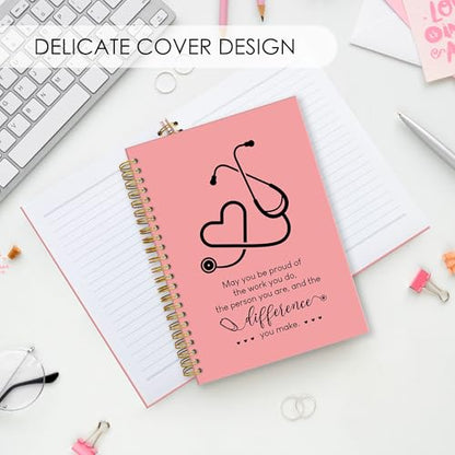 Fewgb Pink Nurse Spiral Notebook Gifts, RN Appreciation Thank You Gifts for Nurses Week Hardcover Lined Notebooks Journal for Office Work, Nursing School Student Future Nurse Notebook A5 5.5x8.3 - color: nurse-pink