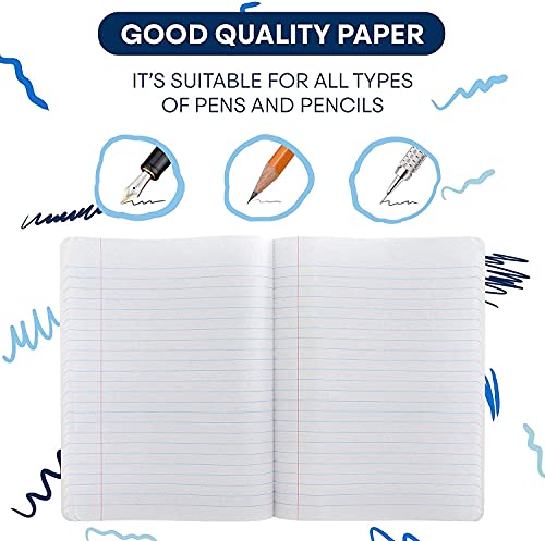 Emraw Black & White Marble Style Cover Composition Book with 100 Sheets of Wide Ruled White Paper (8 Pack) - color: Black Marble, size: 8 Pack