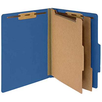 Blue Summit Supplies 10 Classification Folders, 2 Divider, Dark Blue | Heavy-duty, 2 in expansion, 2 prong fasteners, 2 dividers, 6 sections, for medical, legal, and personnel files