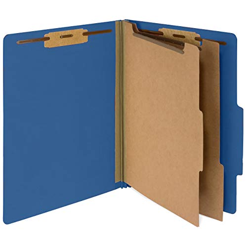 Blue Summit Supplies 10 Classification Folders, 2 Divider, Dark Blue | Heavy-duty, 2 in expansion, 2 prong fasteners, 2 dividers, 6 sections, for medical, legal, and personnel files
