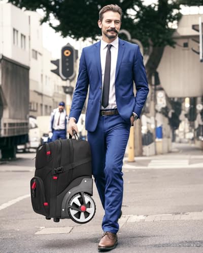 MATEIN Rolling Bag with Wheels, 17 Inch Extra Large Laptop Roller Backpack for Adults with Anti Theft Lock & Sturdy Handle, Water Resistant Wheeled Bag Carry On Luggage for Teacher Work Travel Men - color: Black