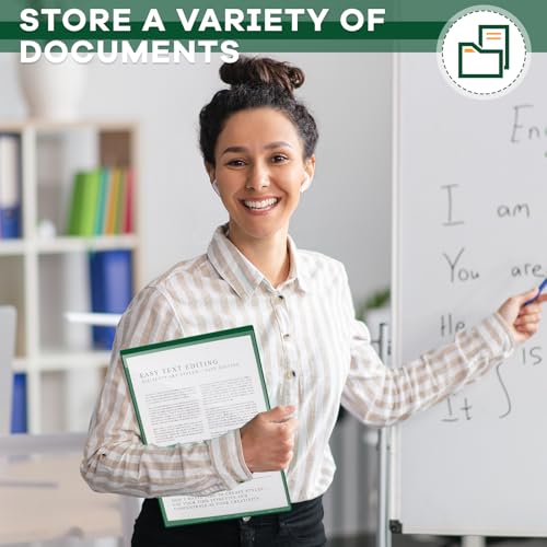 Henoyso 24 Pcs School and Home 2 Pocket Folders with 4 Clear Inner Pockets Plastic Heavy Duty Homework Folders Parent Teacher Communication for Student Home Office Classroom,11 x 9 Inch (Dark Green) - color: Dark Green