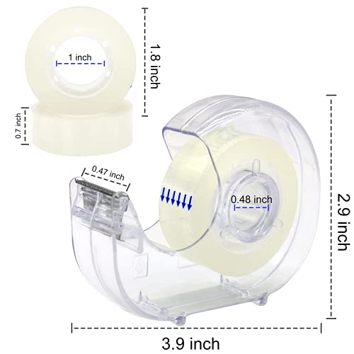 OWLKELA 8 Pack Clear Tapes and Refillable Dispensers, 0.7" x 28 yds per roll, Transparent Tape Refills, Office Tape with Dispenser for Home, School, 1 inch White core - size: 8 Pcs