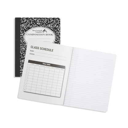 Blue Summit Black Composition Notebook, Black and White Composition Notebook Wide Ruled, Marble, 100 Sheets per Book, Bulk 48 Pack - color: Marble Black, size: 48 Pack