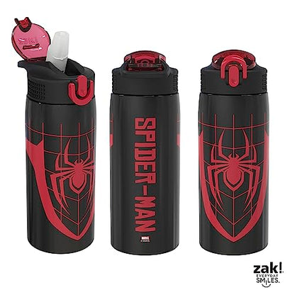 Zak Designs Marvel Spider-Man Water Bottle for Travel and At Home, 19 oz Vacuum Insulated Stainless Steel with Locking Spout Cover, Built-In Carrying Loop, Leak-Proof Design (Miles Morales) - color: Marvel Spider-Man