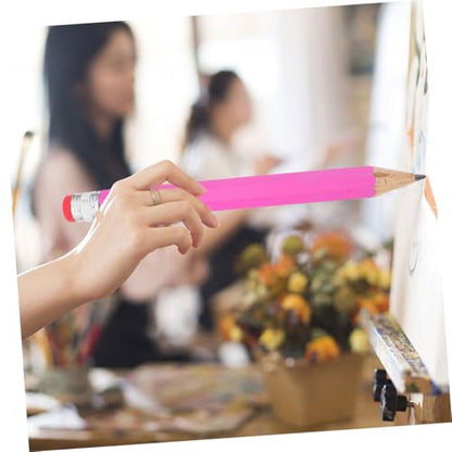 Uonlytech 4pcs Colorful Jumbo Wooden Pencils Funny Large Props for Drawing Writing Ergonomic Design for Hands for Preschool Kindergarten Activities
