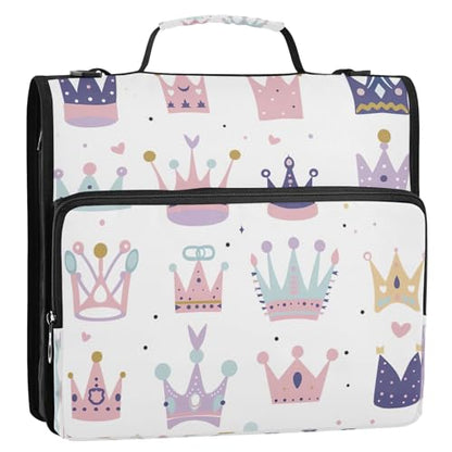 Crown Zipper Binder 3 Ring with Shoulder Strap and Handle Multiple Pockets Expanding File Folder Organizer