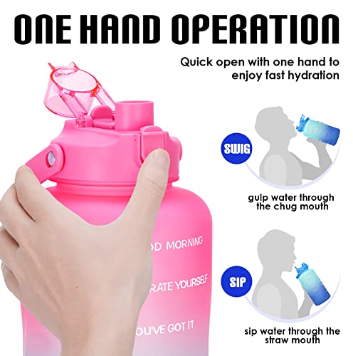 HydroPal 1 Gallon Water Bottles with Straw, 128 oz Water Bottle BPA Free Innovative 2-IN-1 Lid Gym Bottle with Times to Drink Motivational, Large for Sports Fitness Camping Water Jug （13.8X5.5 inch） - color: Sweet Peach