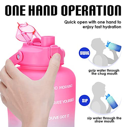 HydroPal 1 Gallon Water Bottles with Straw, 128 oz Water Bottle BPA Free Innovative 2-IN-1 Lid Gym Bottle with Times to Drink Motivational, Large for Sports Fitness Camping Water Jug （13.8X5.5 inch） - color: Sweet Peach