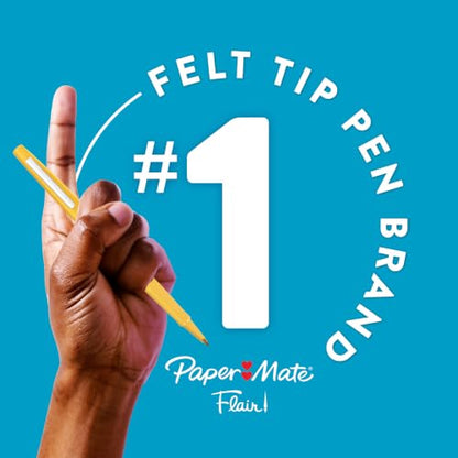Paper Mate Flair Felt Tip Pens, Medium Point (0.7mm), Black, 12 Count - Teacher Supplies, Journaling, Note-Taking, Writing - color: Black