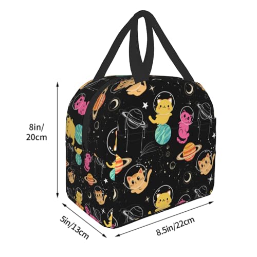 Imiss Space Galaxy Lunch Bag for Kids, Cats Cute Reusable Cooler Insulated Lunch Box Tote Bag for Work Picnic School Travel - color: space cat