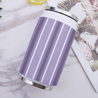 T&H XHome Lavender Stripes 14oz Stainless Steel Tumbler with Lid & Straw-Double Wall Vacuum Insulated Travel Mug Pale Mauve Water Bottle Coffee Beverage Drinks Cup - size: 14 Ounces