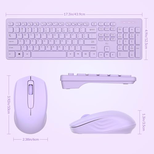 Wireless Keyboard and Mouse Combo - Rii Standard Office PC Keyboard and Optical Wireless Mice (Purple) - color: Purple