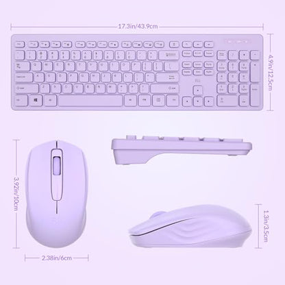 Wireless Keyboard and Mouse Combo - Rii Standard Office PC Keyboard and Optical Wireless Mice (Purple) - color: Purple