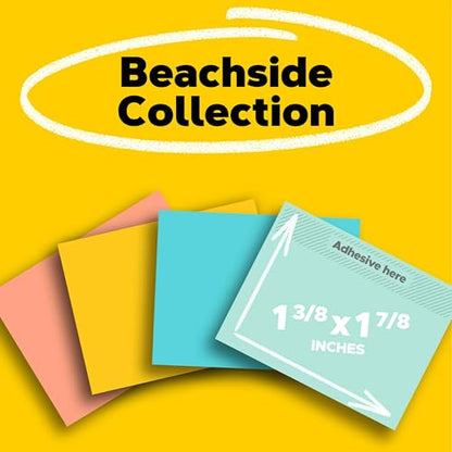 Post-it Notes, 1.38 x 1.88 in, Beachside Café Collection, 24 Pads | School Supplies and Office Products