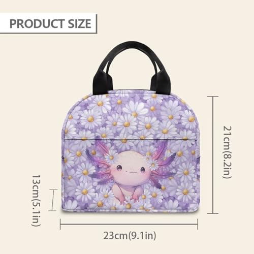 Purple Axolotl Girls Lunch Box Large Capacity Insulated Lunch Bag Thermal Picnic Cool Bags for School Picnic Travel Hiking Camping - color: Purple Axolotl