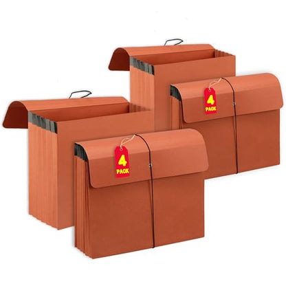 4 Packs Expanding File Wallet with Elastic Cord Closure,Letter Size Accordion File Organize,Heavy Duty Document Organizer,5 Inch Expansion - style: 4 Packs