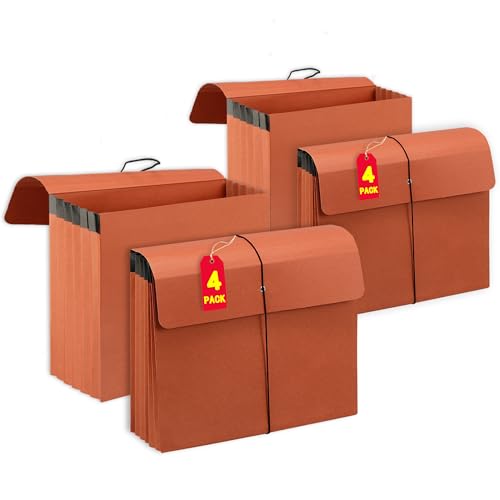 4 Packs Expanding File Wallet with Elastic Cord Closure,Letter Size Accordion File Organize,Heavy Duty Document Organizer,5 Inch Expansion - style: 4 Packs